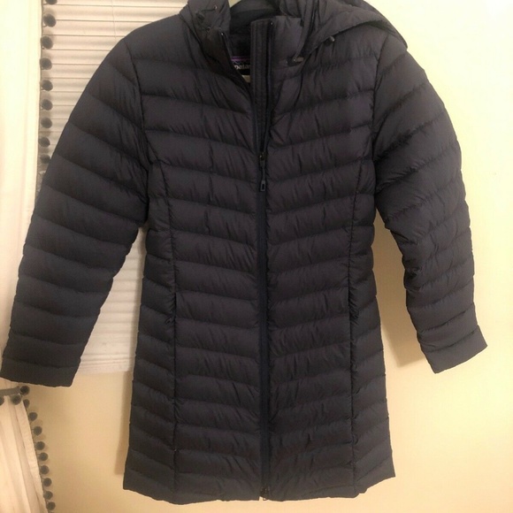 PATAGONIA Women’s Silent Down Hooded Parka Navy Bl - Picture 6 of 7